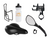 Contents of a comfort bundle including a water bottle and holder, phone mount, mirror, and saddle