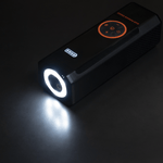 Flashlight on top of Rad Portable Tire Inflator is illuminated.