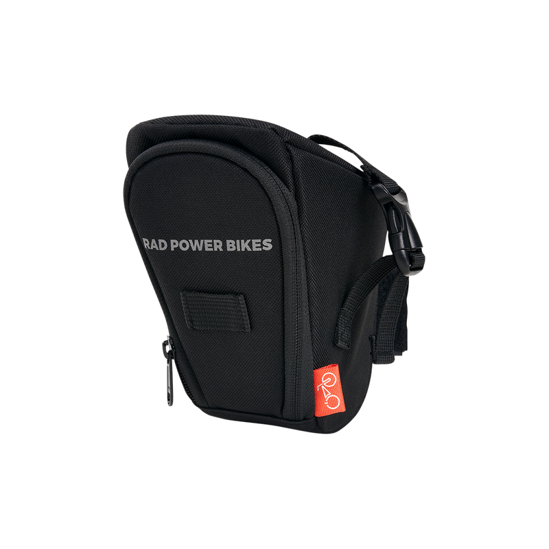 Saddle Bag with Rad Power Bikes logo on it
