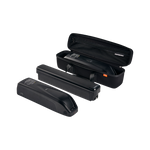 Battery travel case open with batteries