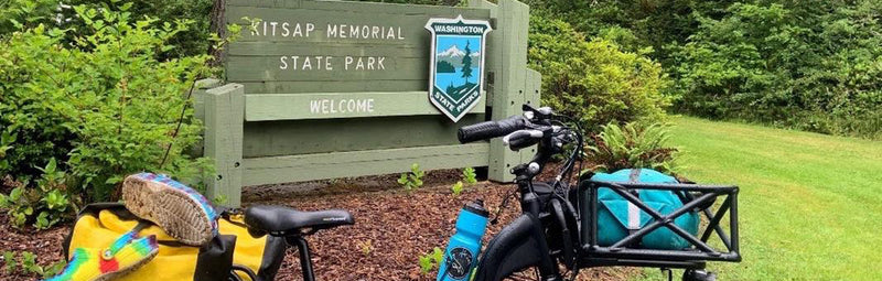 Ebike in front of State Park sign