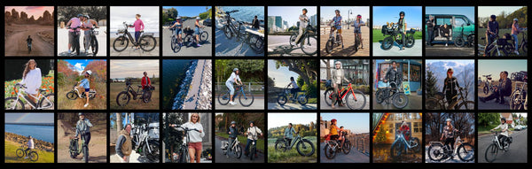 A collection of various riders with their electric bikes.