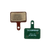 Front and back view of brake pads. The back is dark green with Tektro E11.11 D13ao34N printed on it.