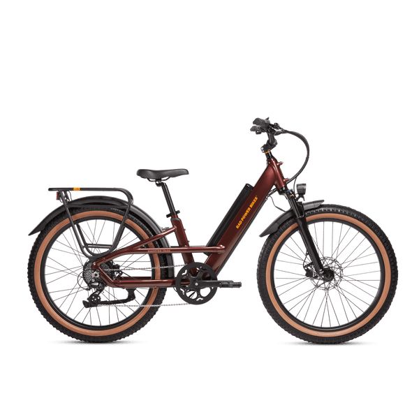 Right side view of a Radster Trail electric commuter bike, size regular in copper red