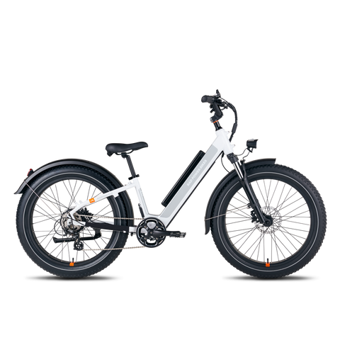 White electric fat tire bike