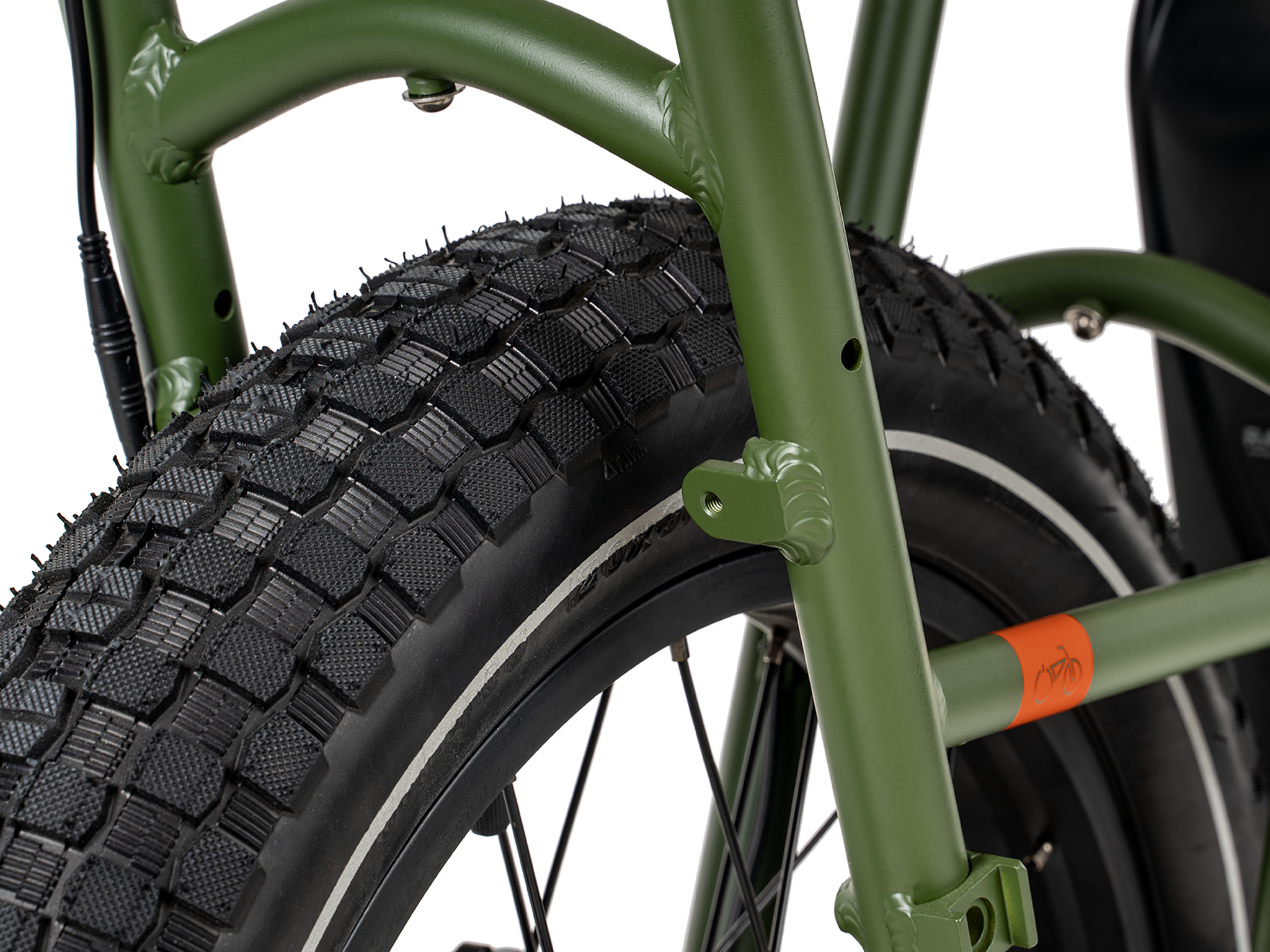Side view of a green RadRunner 2 electric utility bike