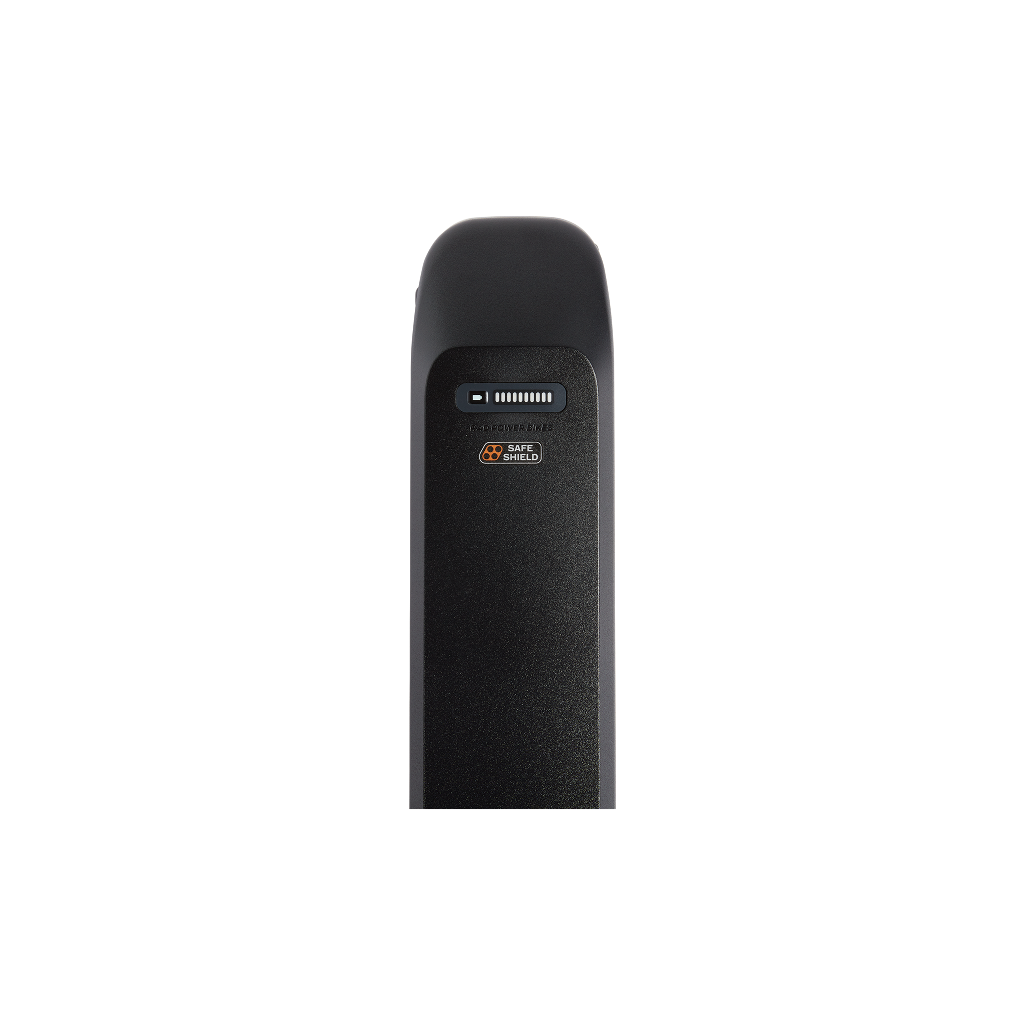 Close up of a Safe Shield Advanced External Battery, displaying the charge indicator and Safe Shield logo