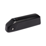 Safe Shield Advanced External Battery, a black ebike battery with key hole and charge indicator
