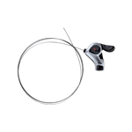 Replacement 7-speed shifter. Silver and black controller with thumb levers along with shifter cable