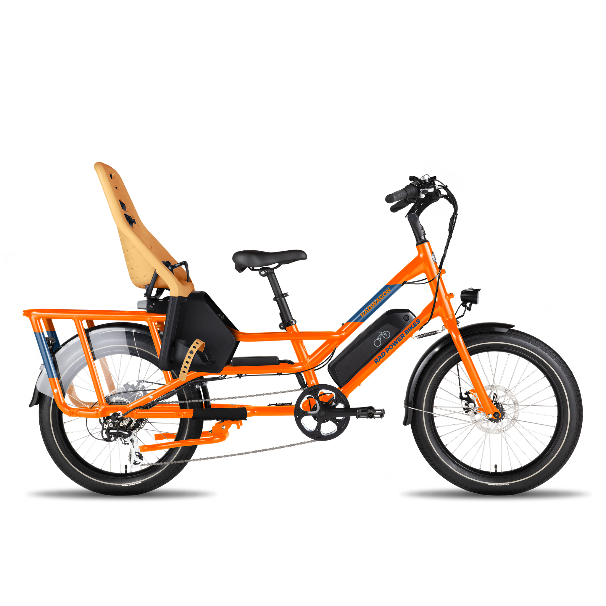 Image of Thule Yepp Maxi Child Seat in Orange installed on an orange RadWagon 4