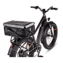 Electric bike with rear basket and Rad's large basket bag