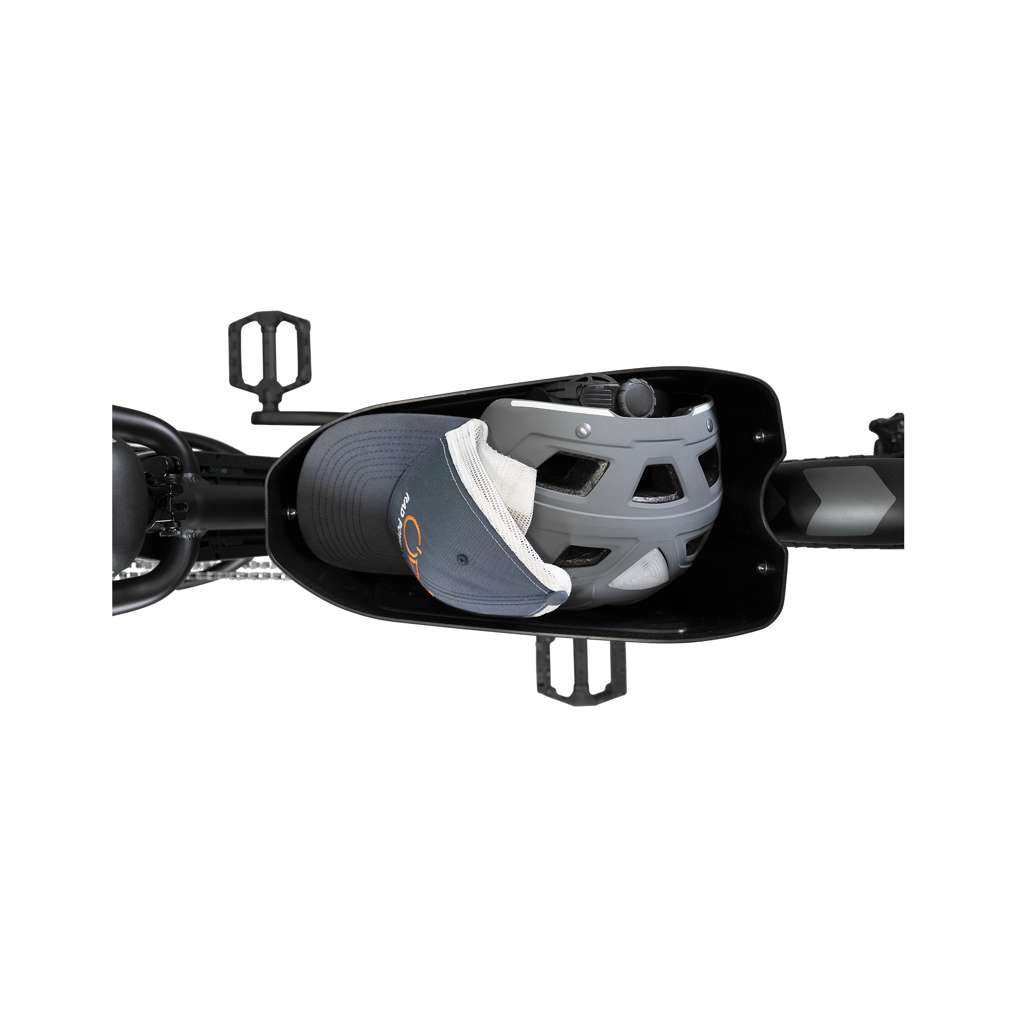 Top view of an open RadRunner Center Console installed on a RadRunner