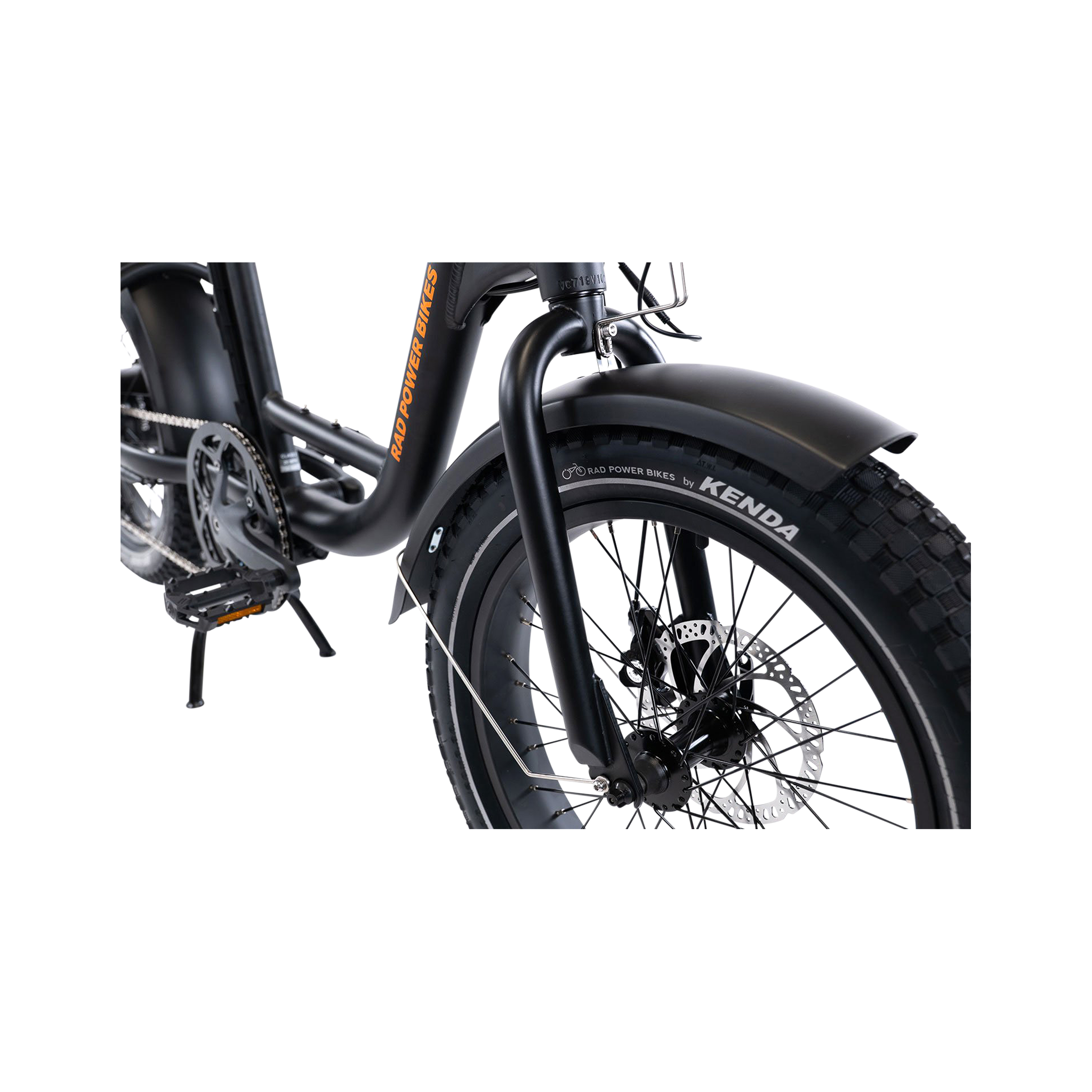 Close-up of a RadRunner Fender installed on a RadRunner ebike.