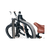 Side view of ABUS Bordo Granit X-Plus 6500 Folding Lock safely locking an ebike's front wheel to a bike rack.