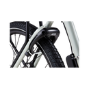 Front view of black, unlocked ABUS Wheel Lock 5650L NR with key.