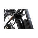 Front view of black, unlocked ABUS Wheel Lock 5650L NR with key.