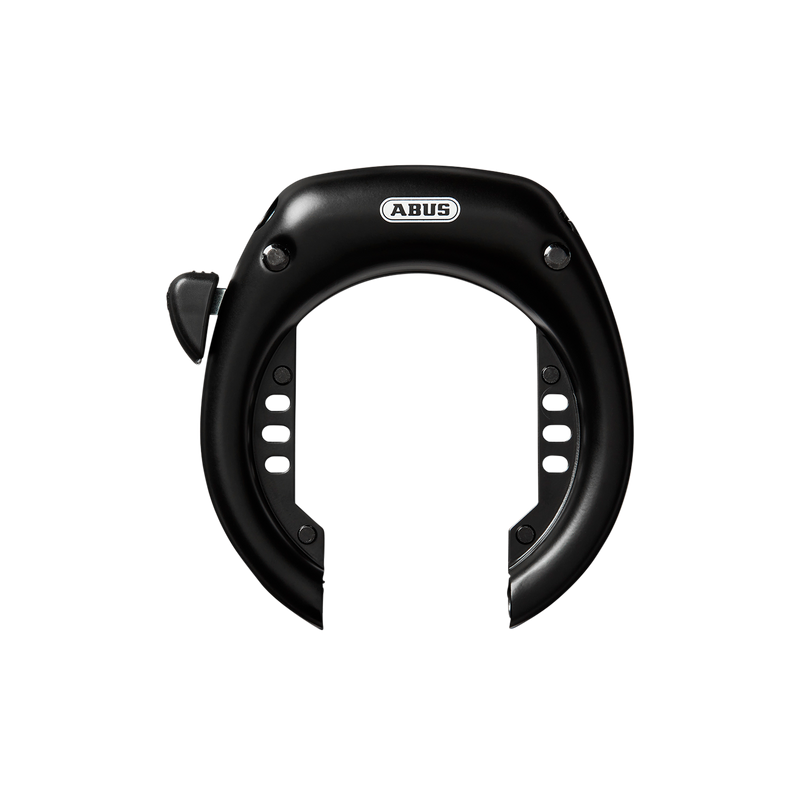 Front view of black, unlocked ABUS Wheel Lock 5650L NR.