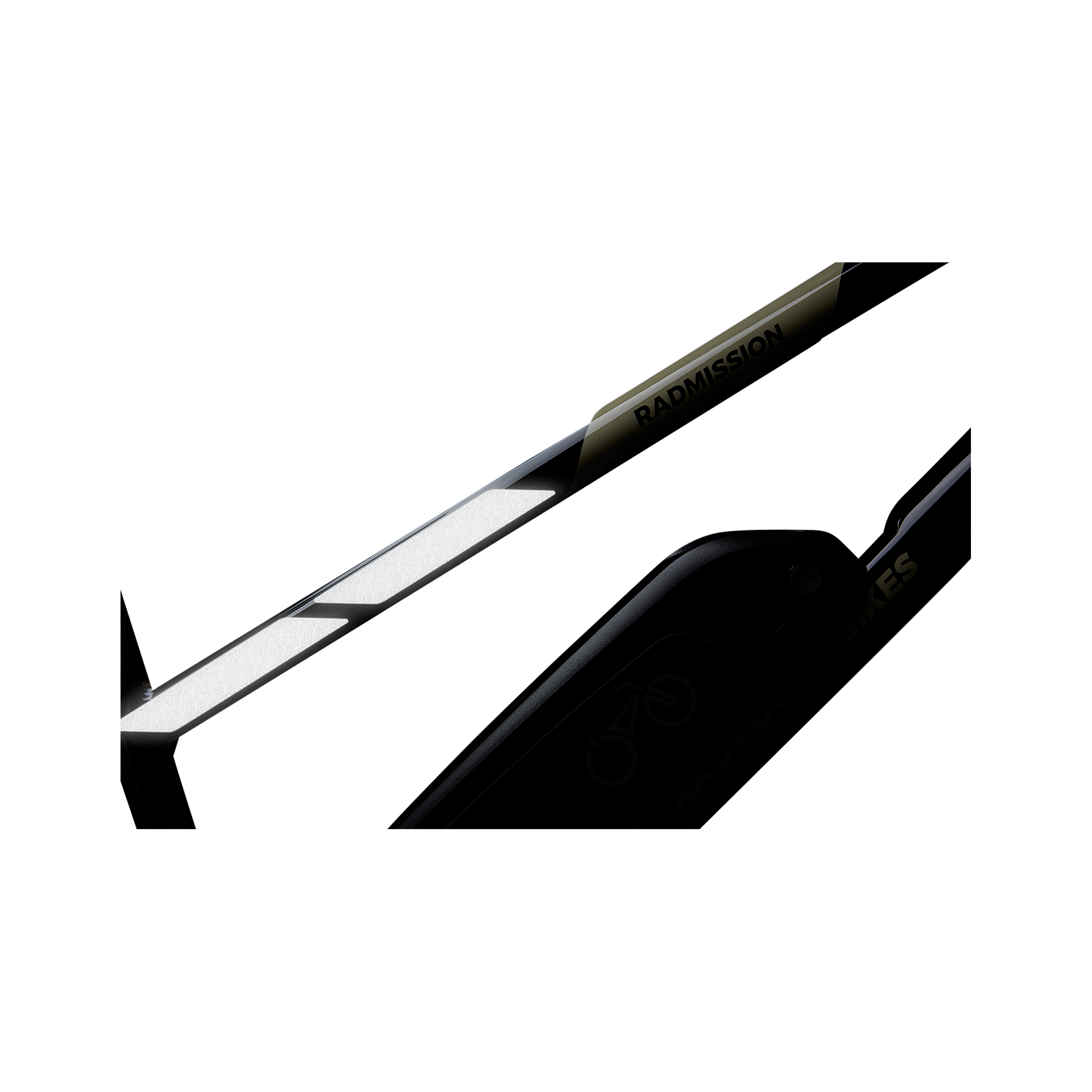 Close up view of how Rad Reflective Safety Stickers reflect light when installed on an ebike