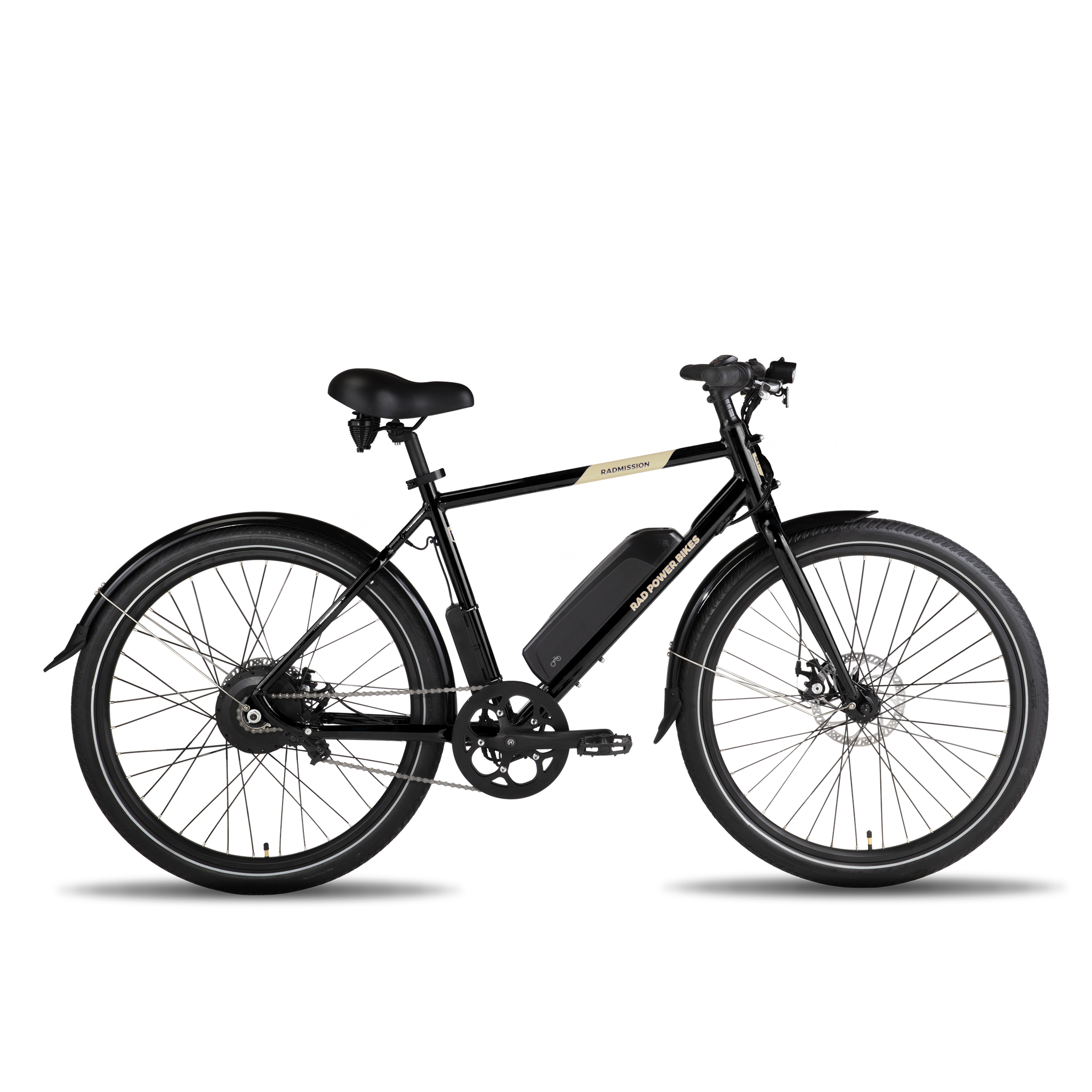 Image of a black RadMission High Step with the Full Fenders installed