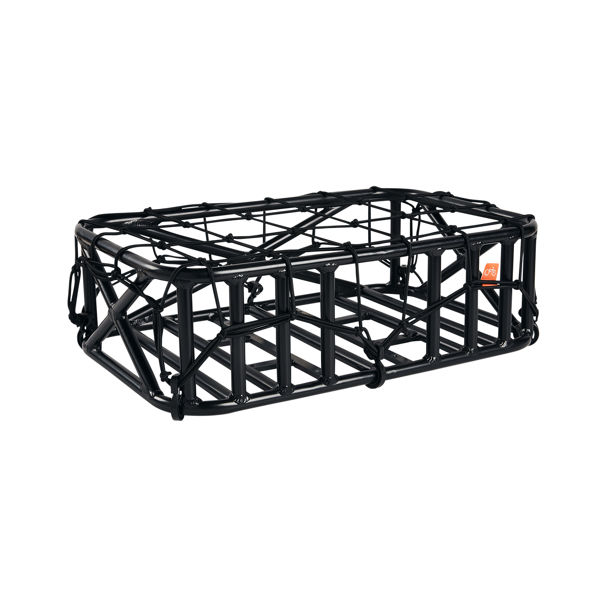 Detail view of the Cargo Net strapped over a basket