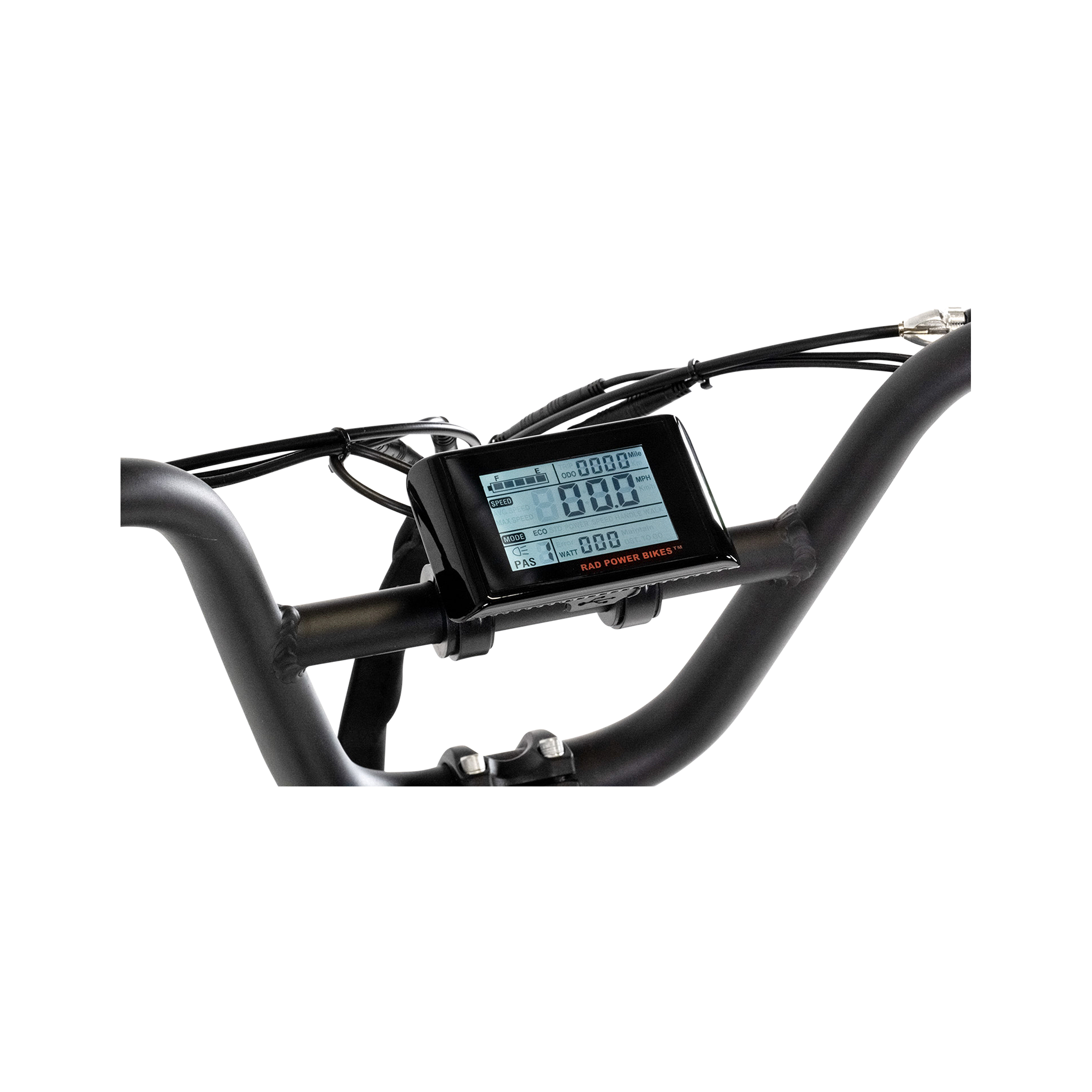  image of LCD Display Upgrade accessory mounted in between handle bars on bike