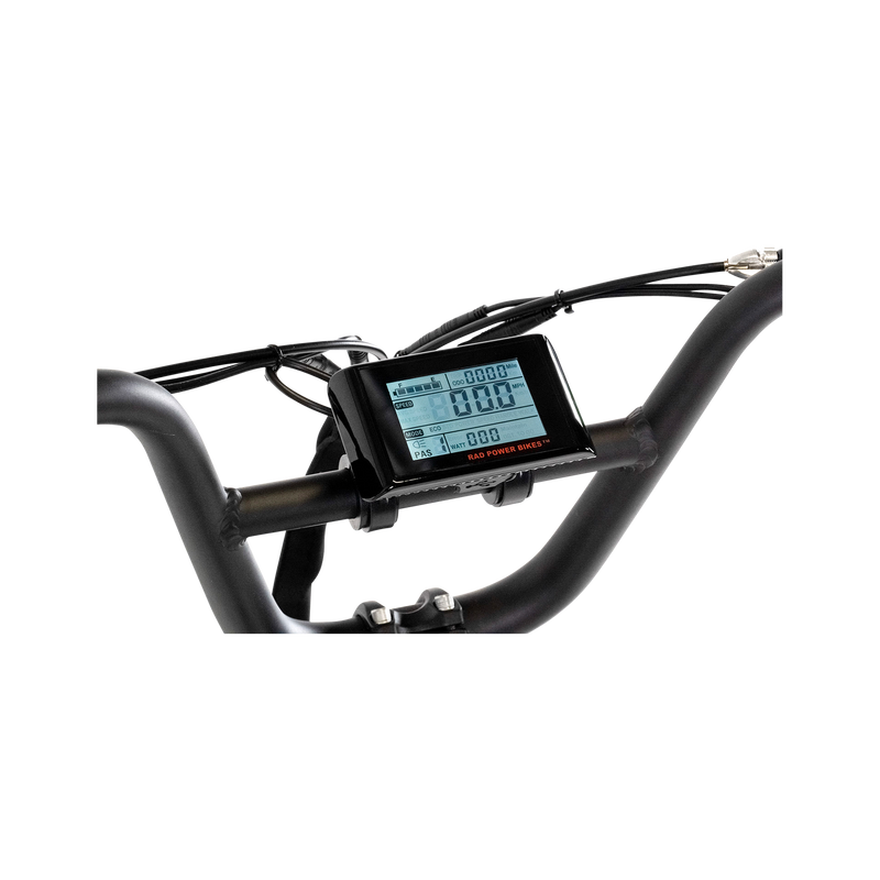  image of LCD Display Upgrade accessory mounted in between handle bars on bike