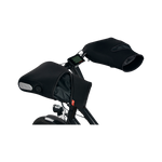 Side view of handlebar mitts attached to electric bike handlebars