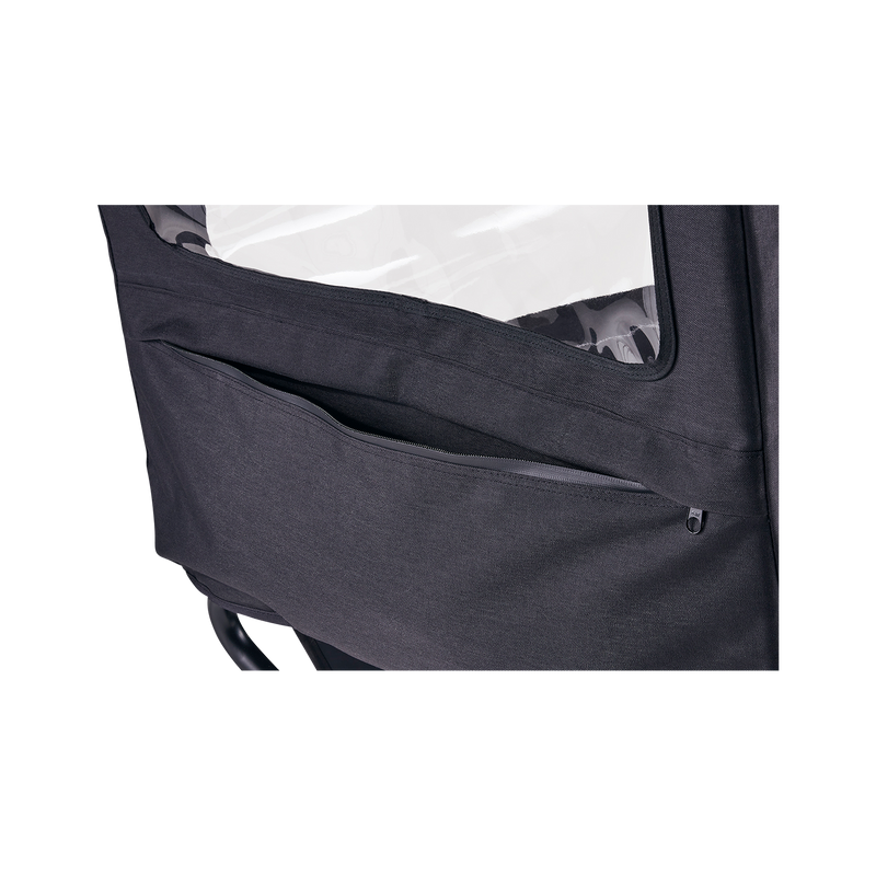 Detail view of the bottom rear zipper on the Conestoga