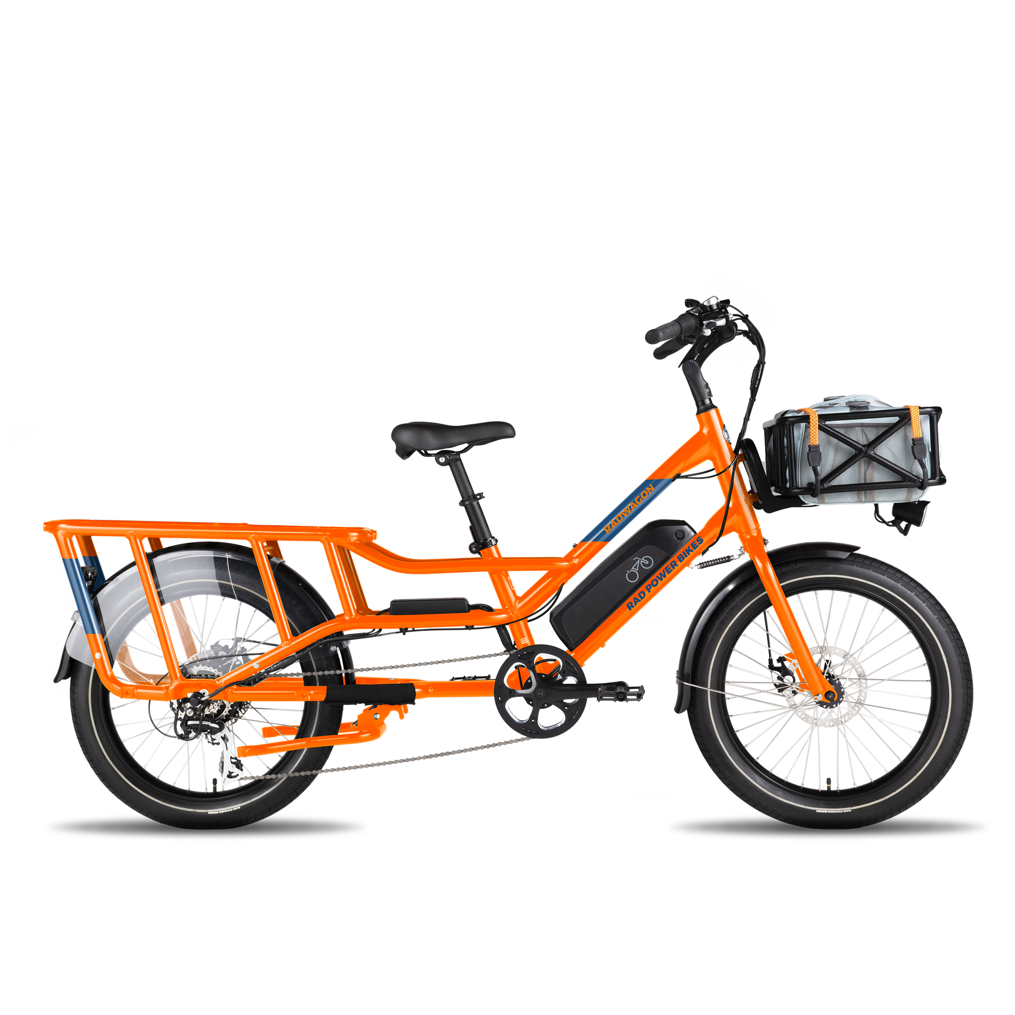 ebike cargo strap on orange RadWagon ebike