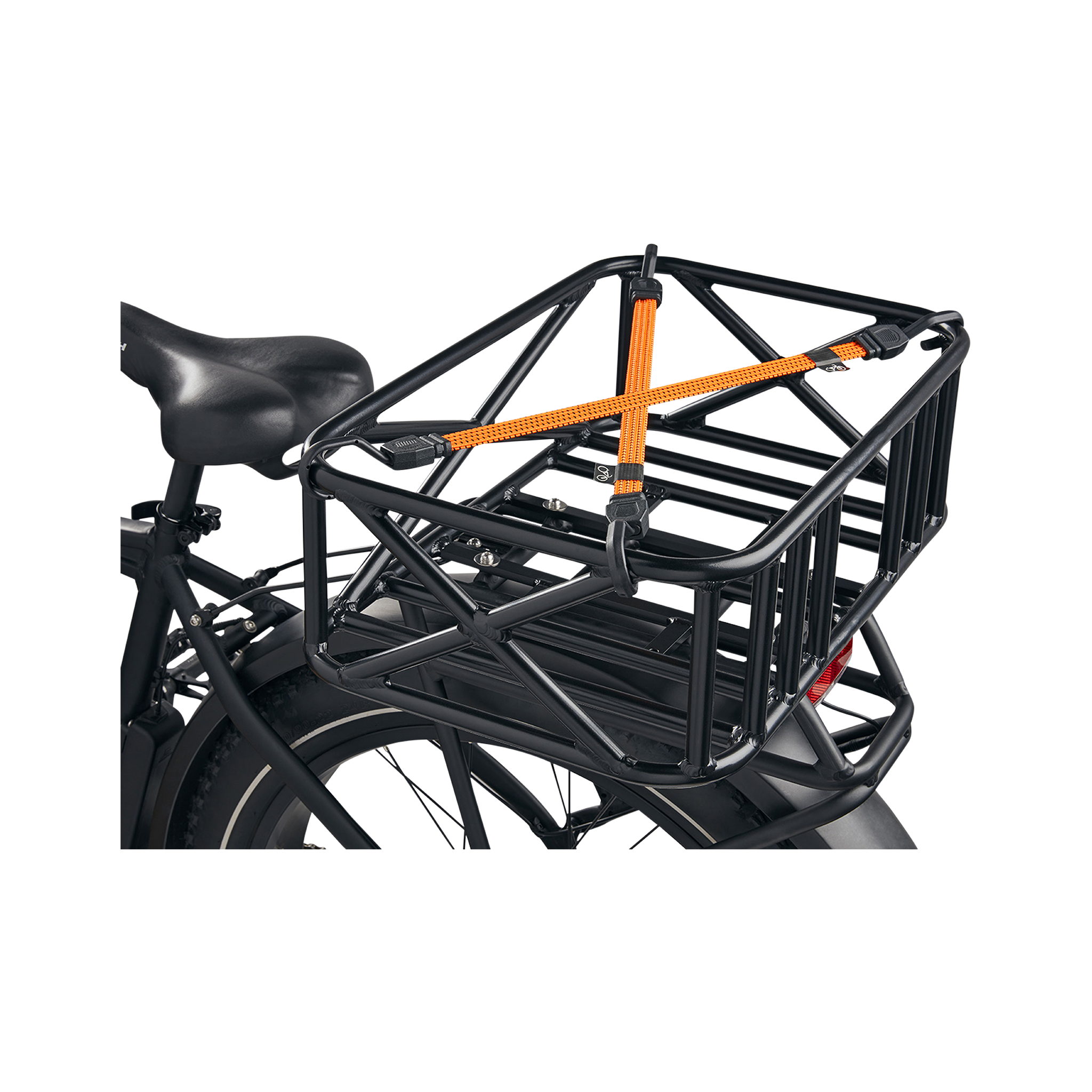 2 ebike cargo straps on basket