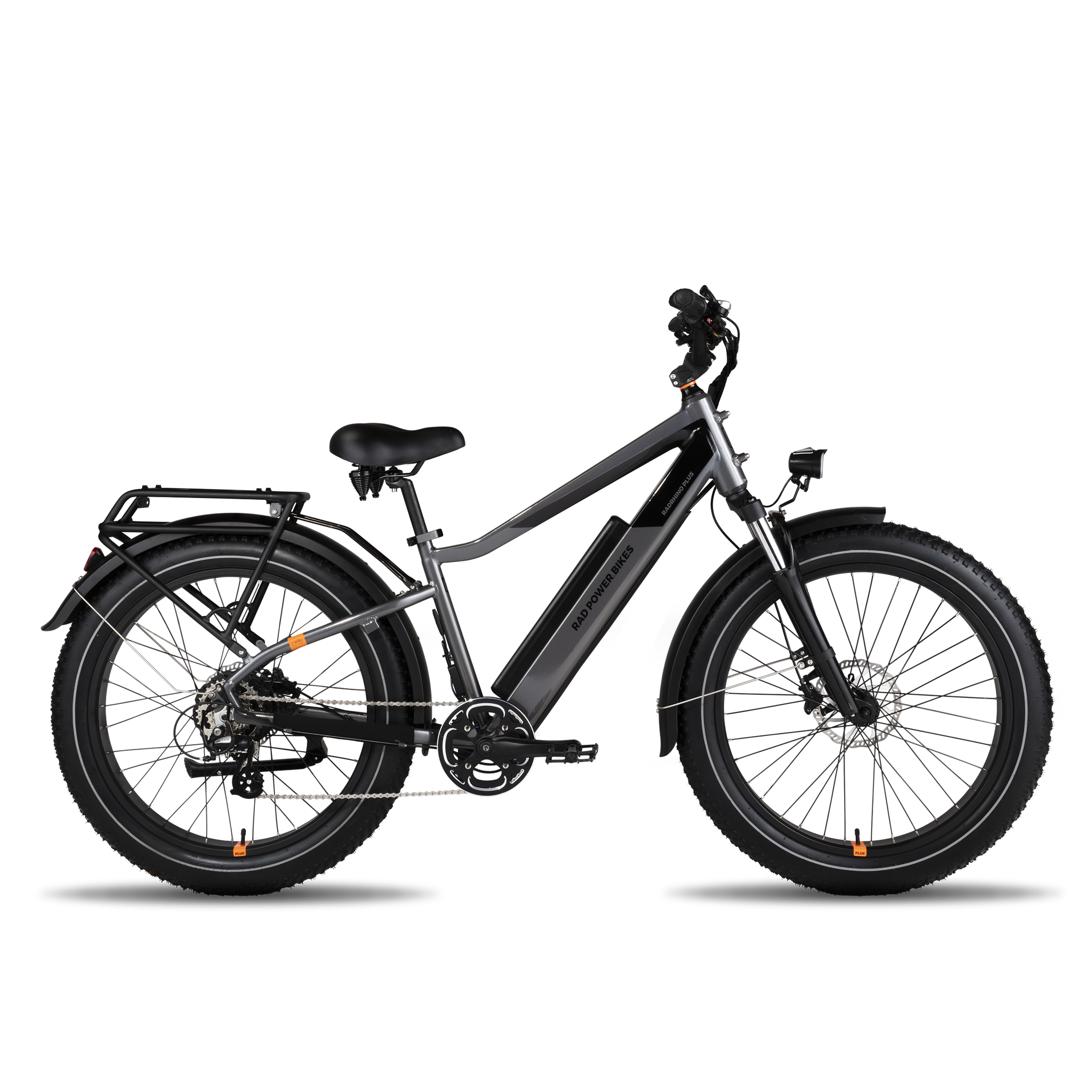 black ebike rear rack on a RadRover 6 Plus