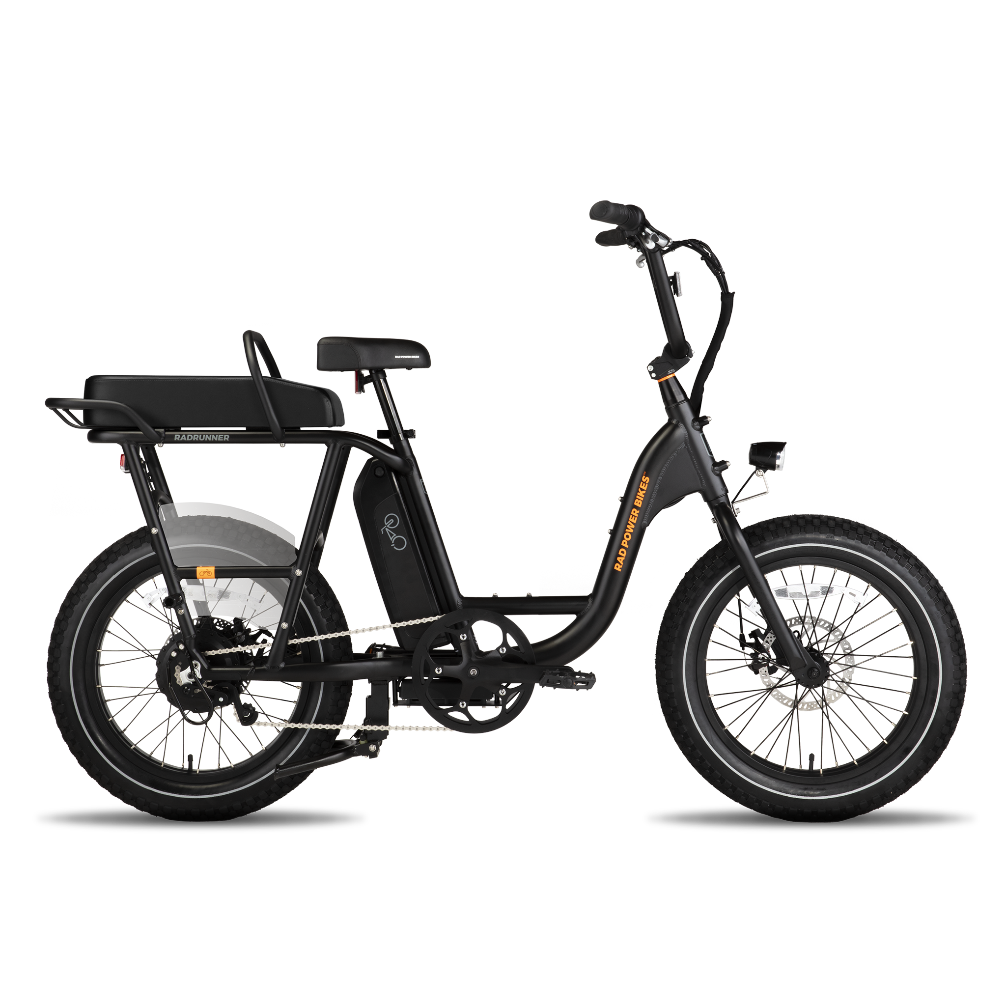 Side view of RadRunner with Passenger Package and Passenger Bars installed.