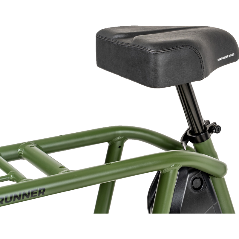 RadRunner Comfort Saddle installed on a green RadRunner
