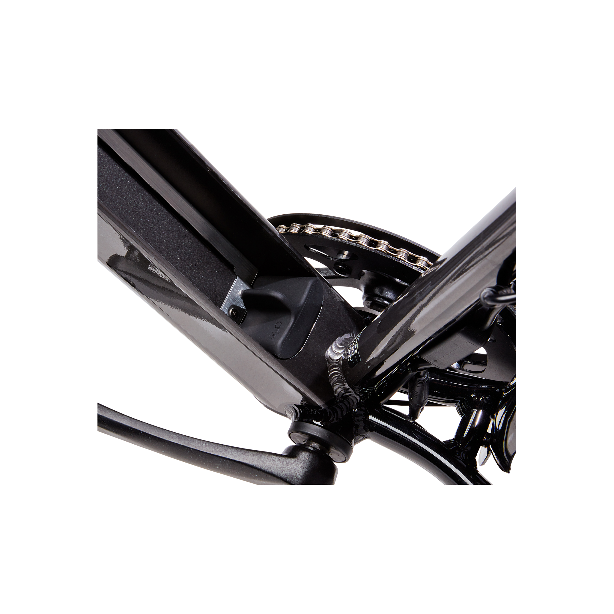 side view of semi-integrated battery terminal cover on a bike