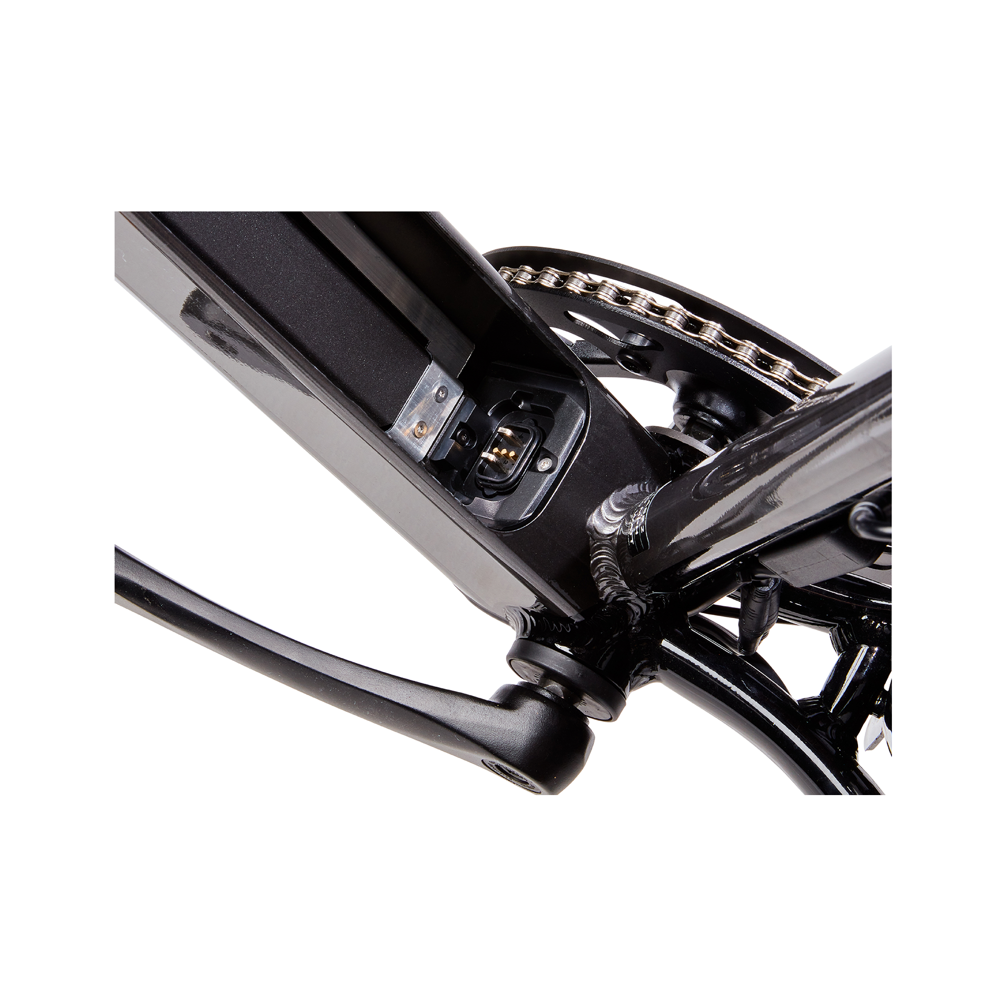 back image of semi-integrated battery terminal cover on a bike