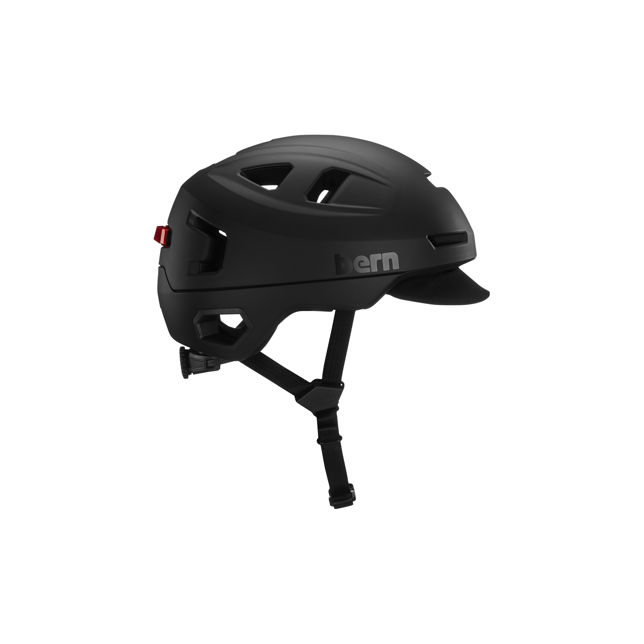 Side view of a black Hudson MIPS bike helmet.