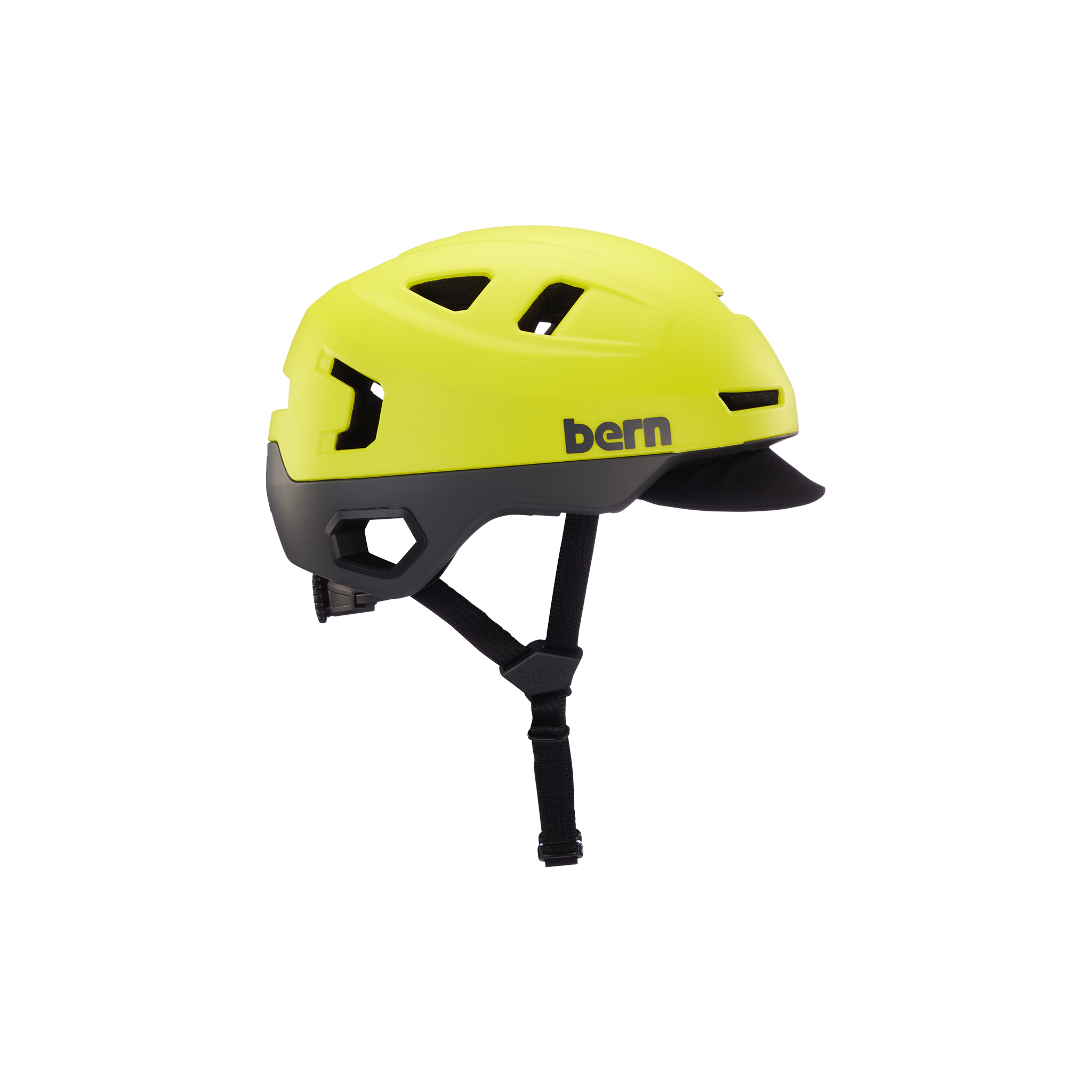 Side view of a hyper green Hudson MIPS bike helmet.