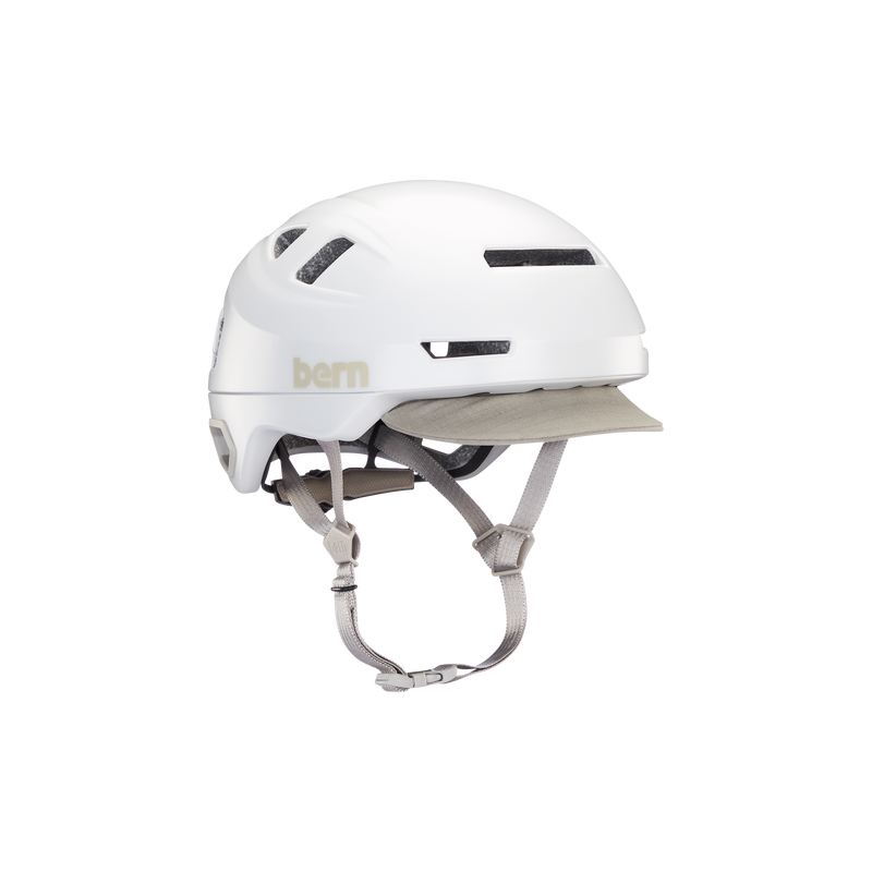 Side view of a white Hudson MIPS bike helmet.