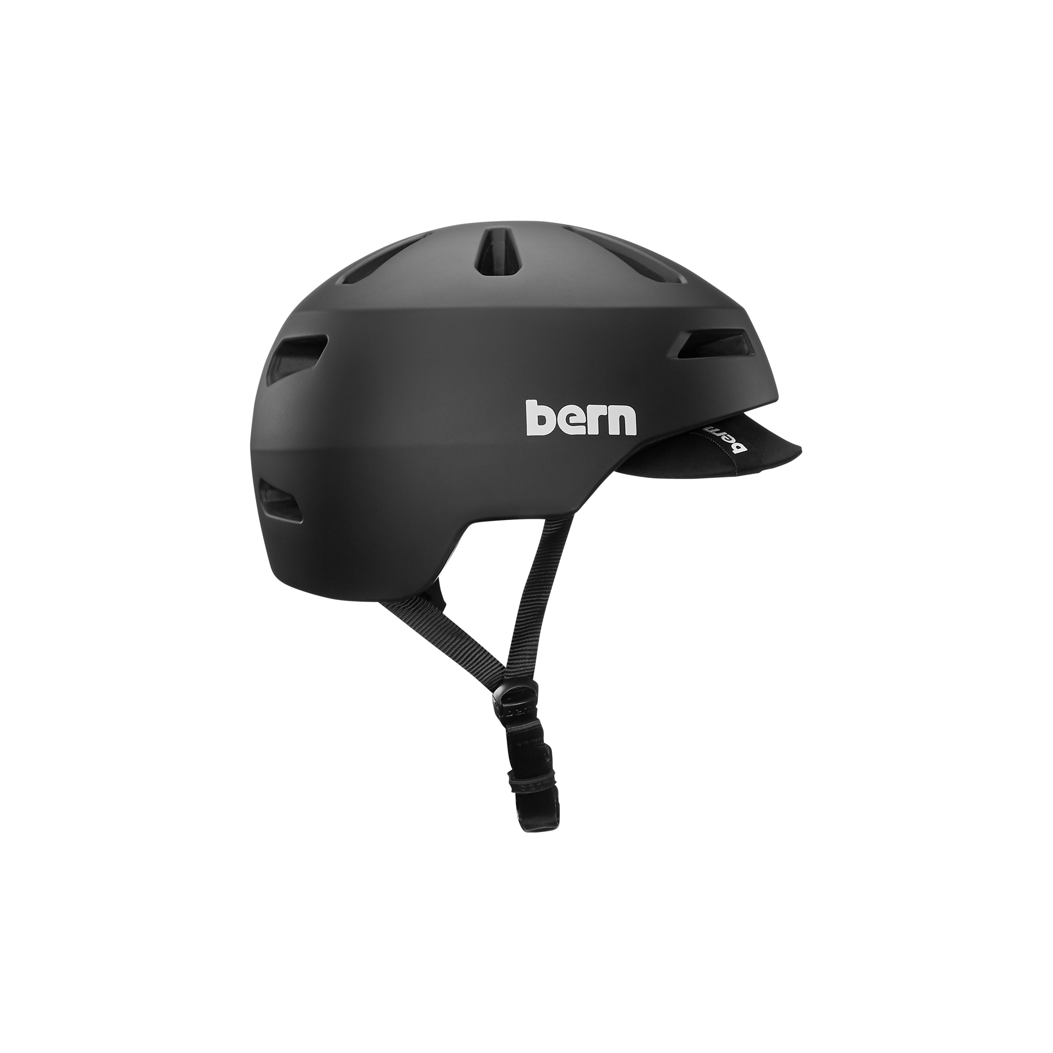Side view of a Bern Brentwood helmet with MIPS protection in a matte black color