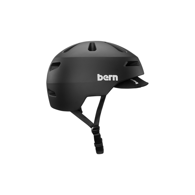 Side view of a Bern Brentwood helmet with MIPS protection in a matte black color