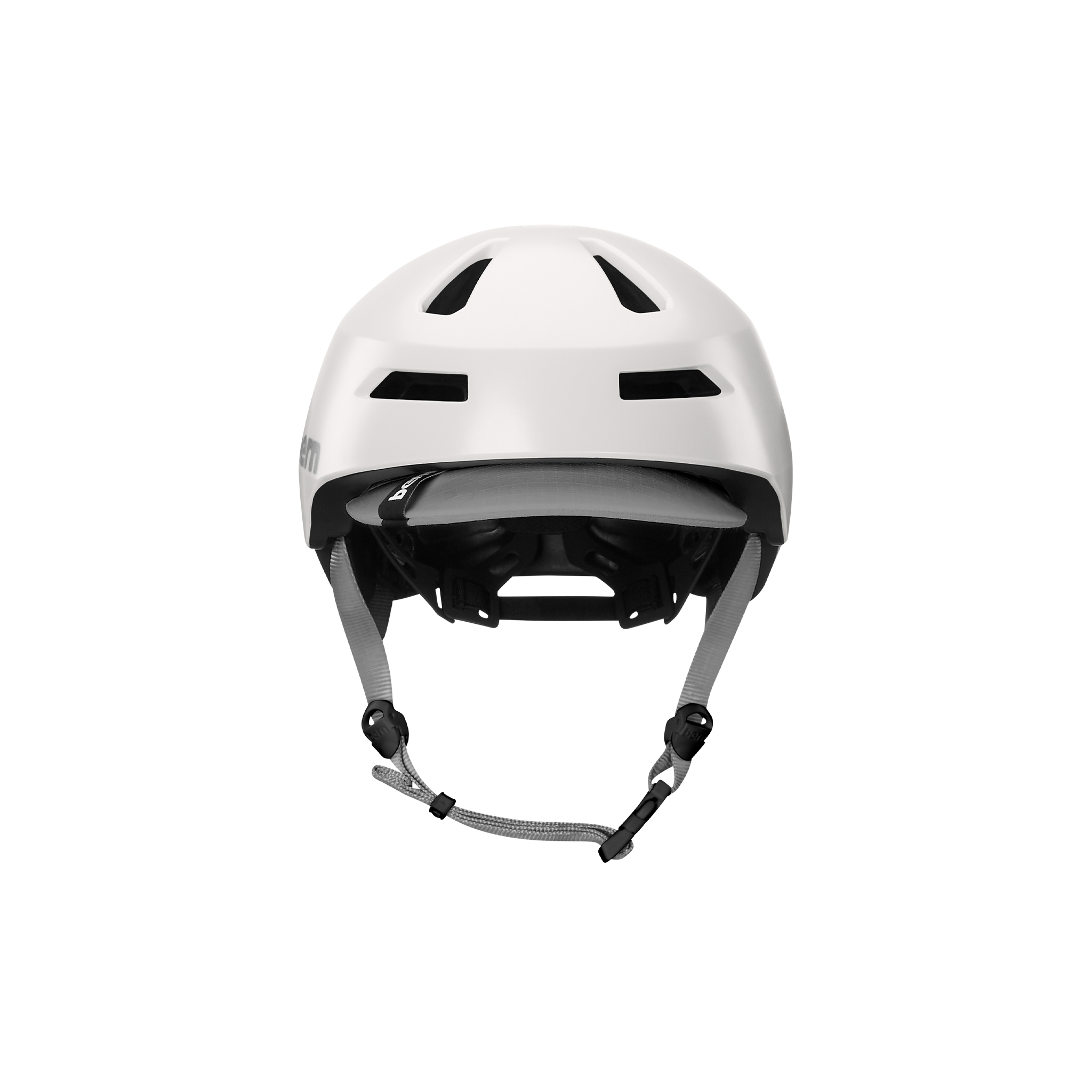 Front view of a Bern Brentwood helmet with MIPS protection in a satin white color