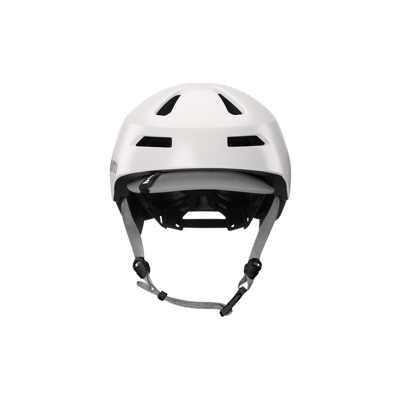 Front view of a Bern Brentwood helmet with MIPS protection in a satin white color