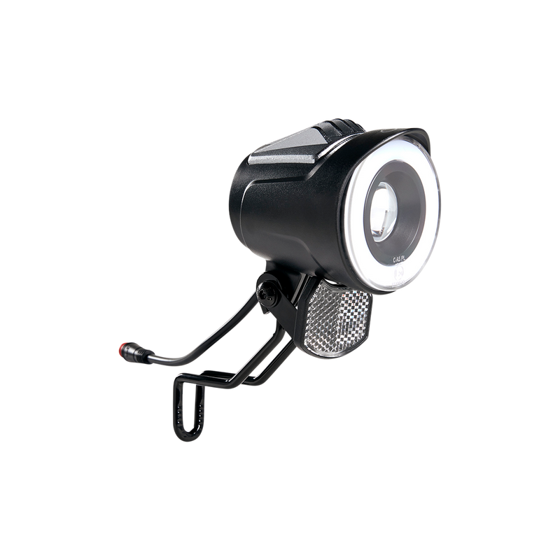 Close up view of a standard Rad ebike headlight.