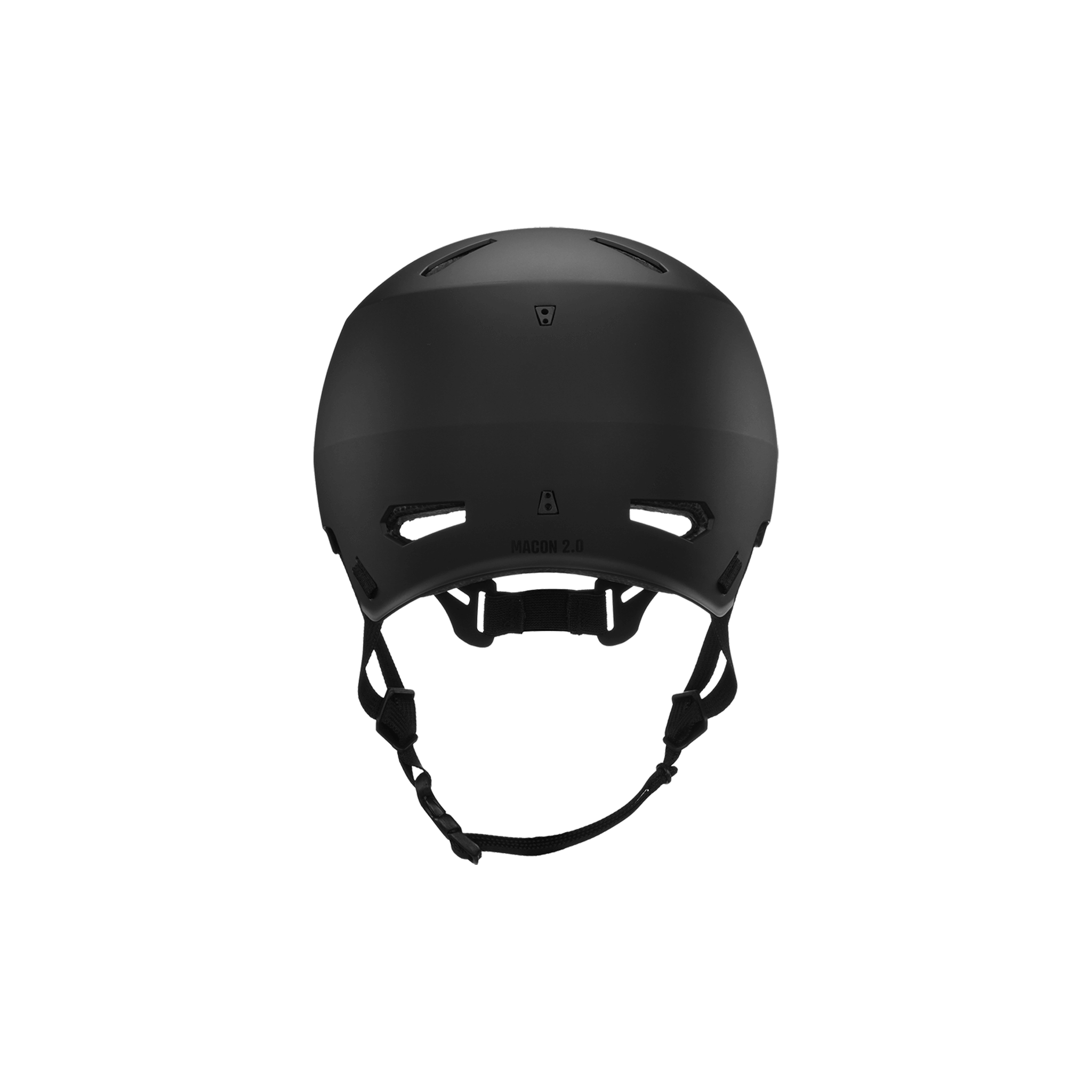 Back view of a matte black Bern Macon helmet