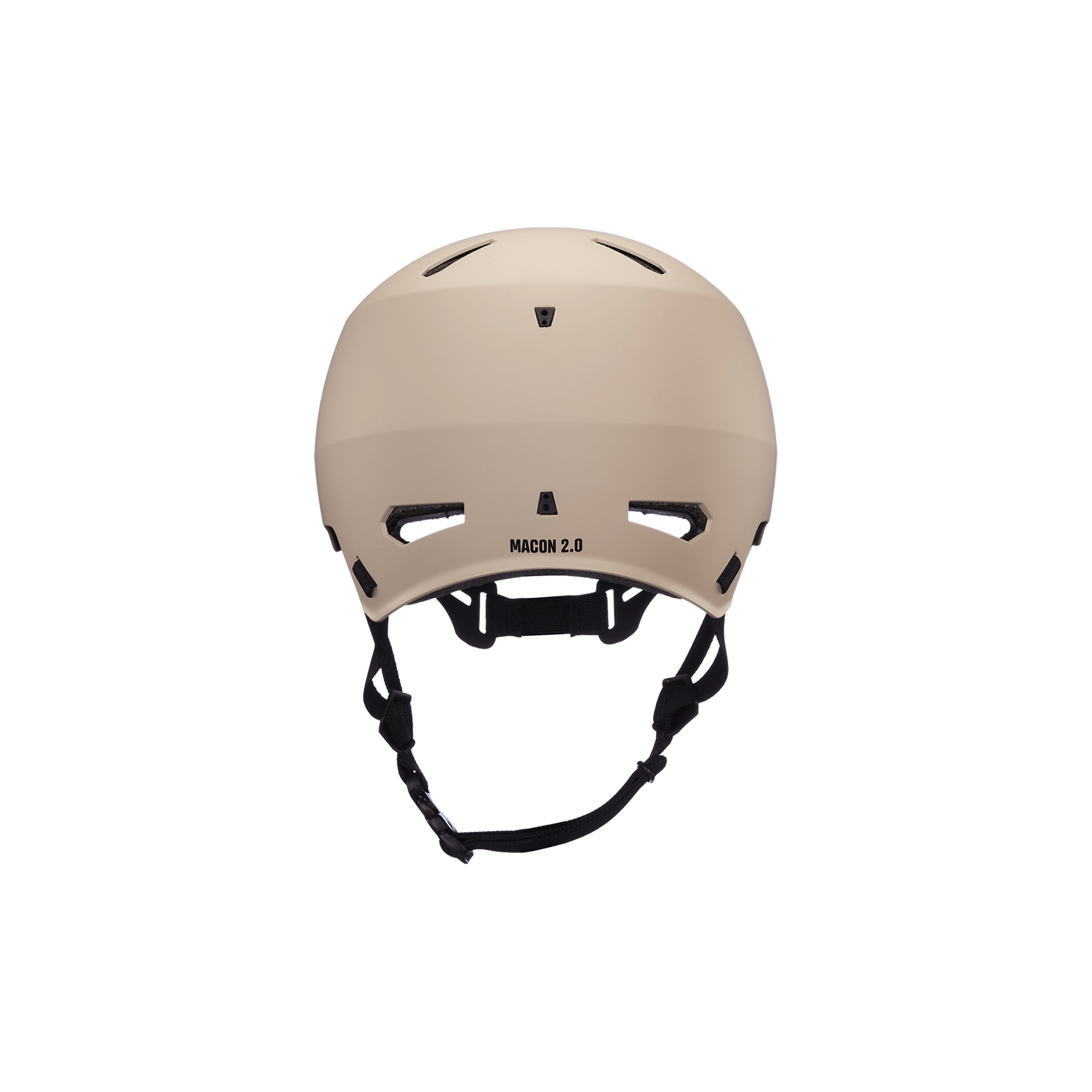 Back view of a matte sand Bern Macon helmet