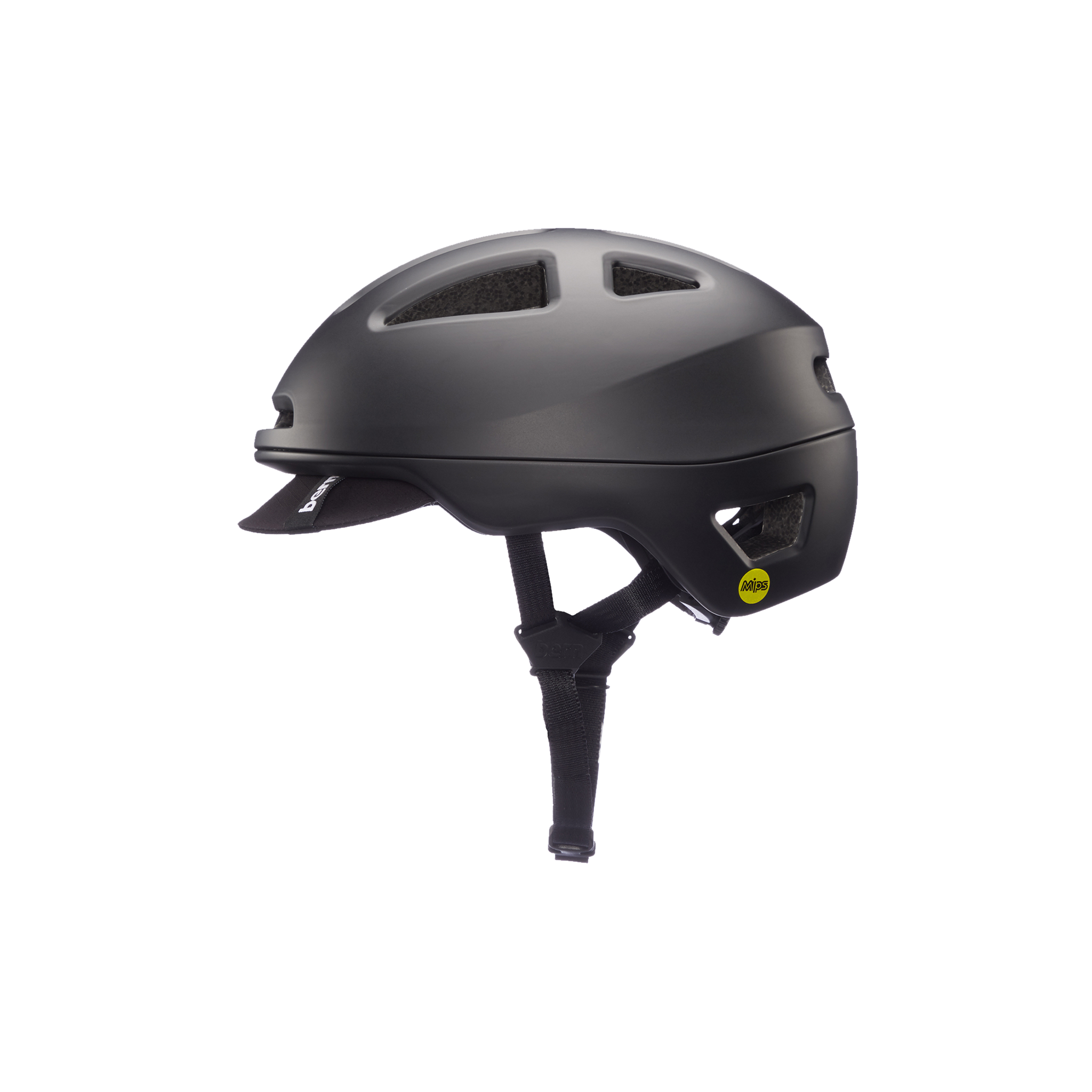Left side view of the Bern Major MIPS Helmet in black