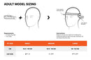 Size chart for Bern helmets with measurement instructions