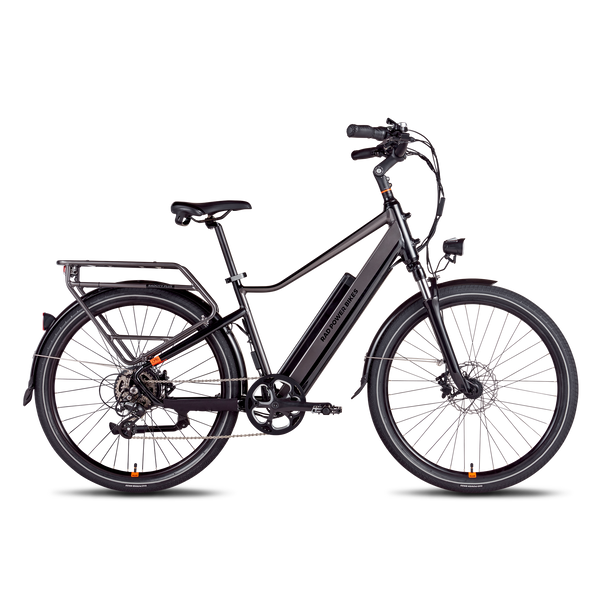 Side view of a charcoal RadCity 5 Plus high-step electric city bike