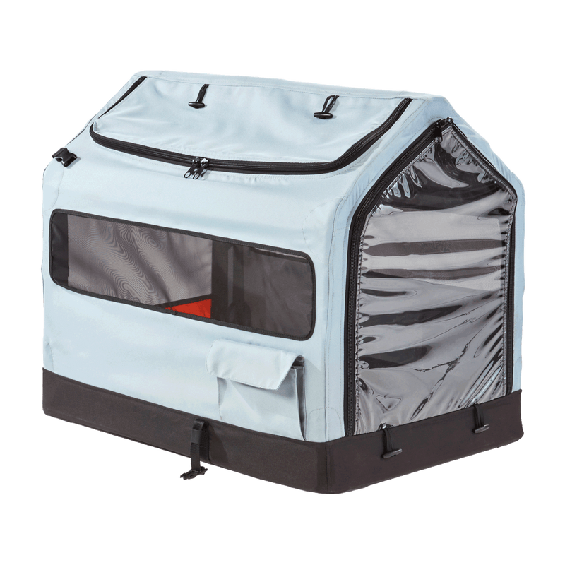 Rad Trailer pet insert, a doghouse-shaped product with mesh closures.