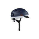 Man wearing a blue Bern x Rad helmet 